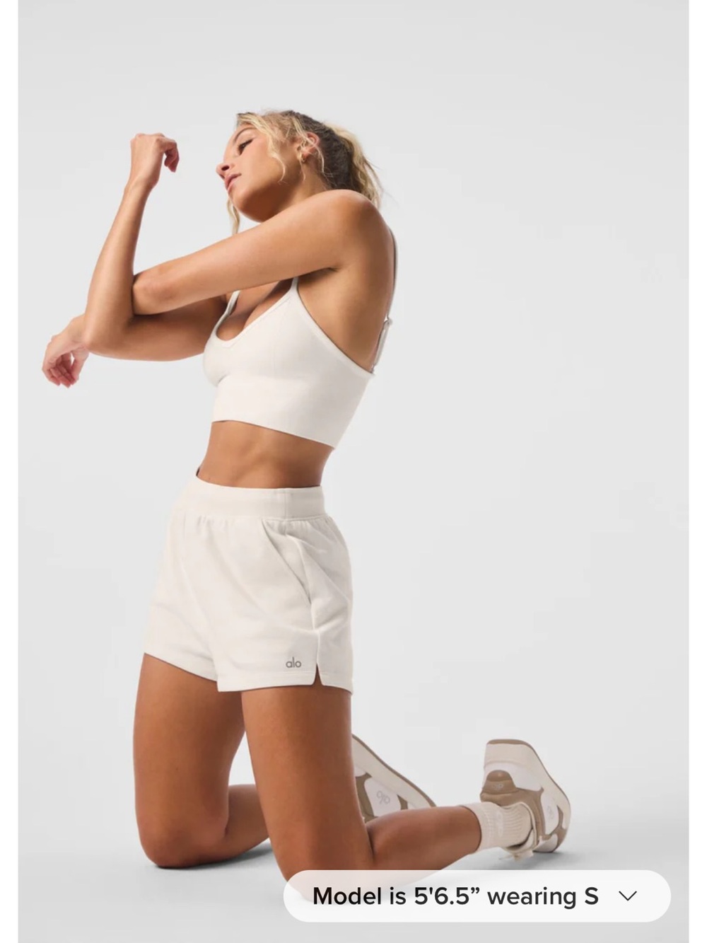 ALO Yoga Cream Ribbed Sports Bra
